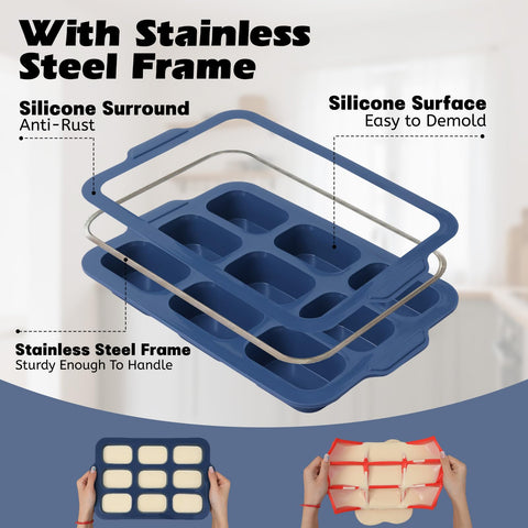 Vnray nonstick silicone surface allows easy demolding of mini loaves