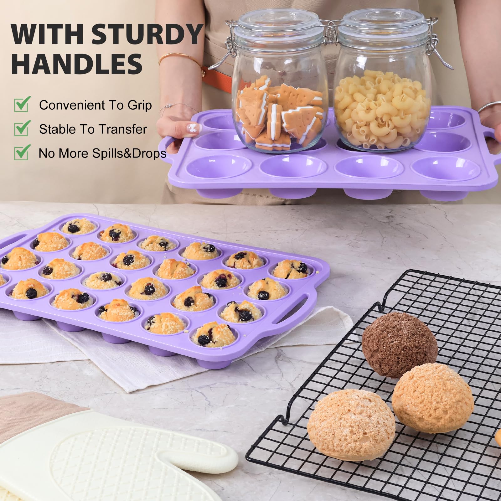 Vnray oven-ready muffin pan supports even heat and easy removal