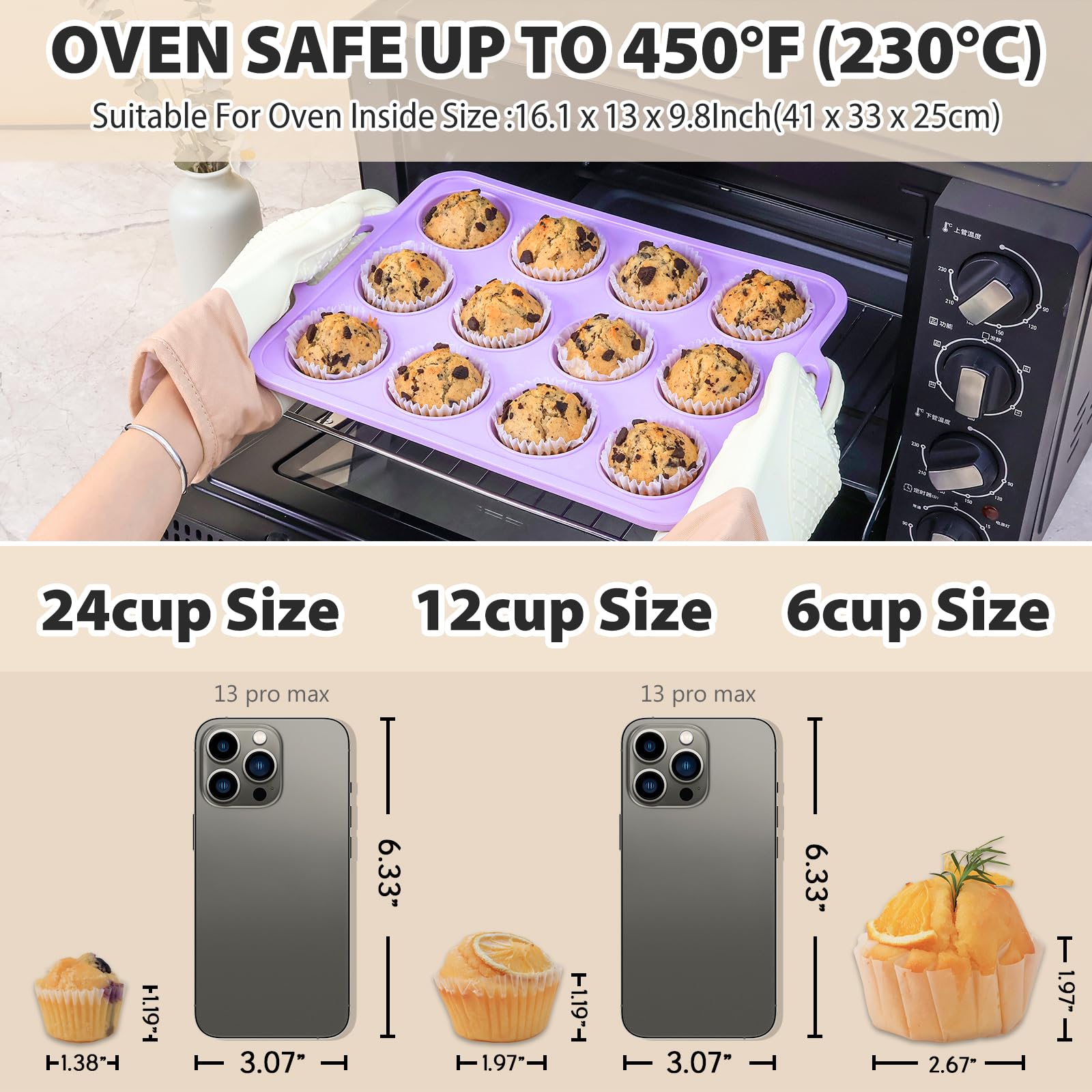 Vnray purple muffin pan in use for colorful bakes