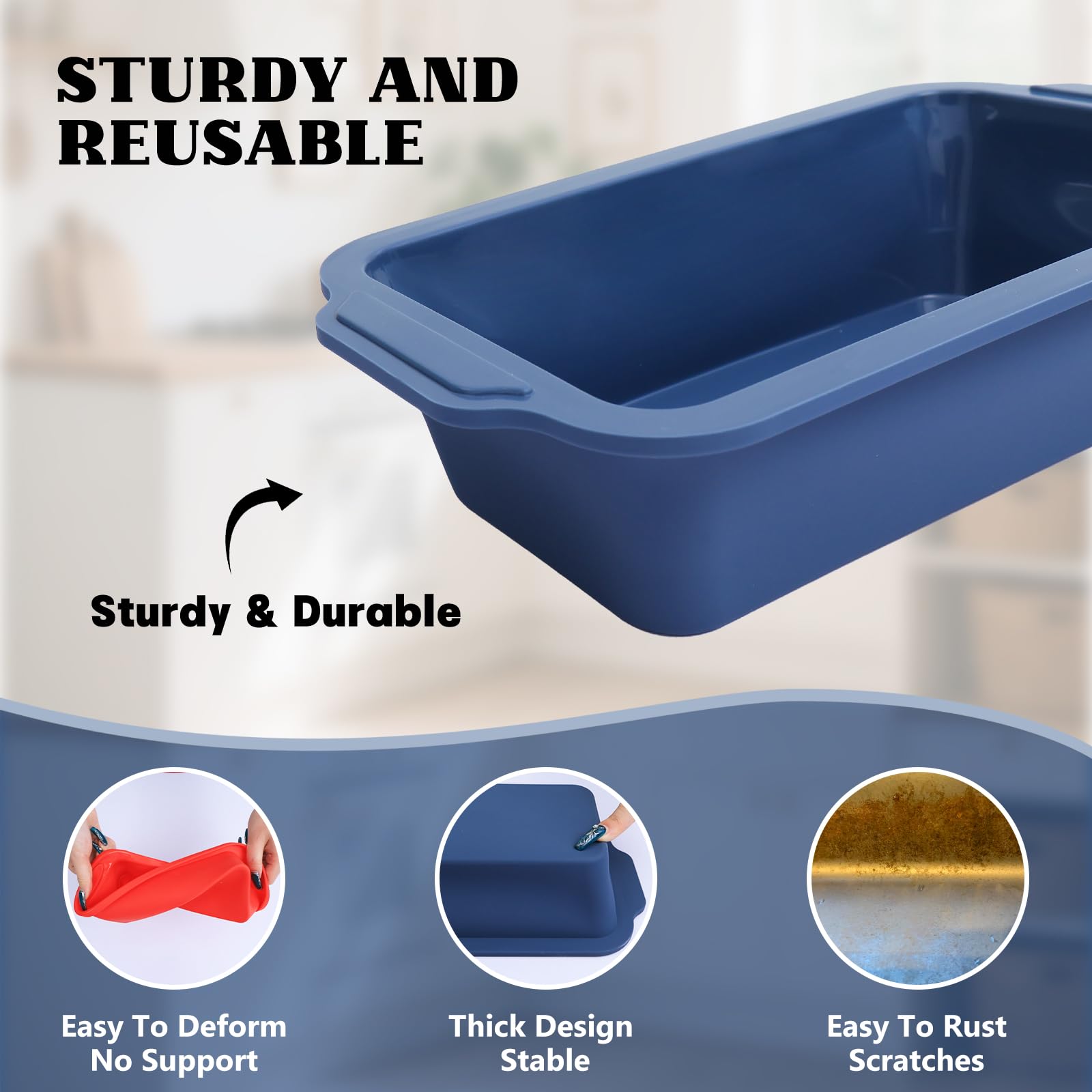 Vnray rectangular loaf pan fits standard ovens for home baking.