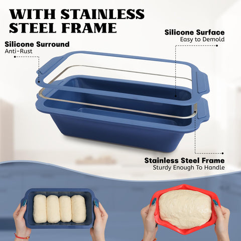 Vnray silicone loaf pan showing nonstick surface for simple de-molding.