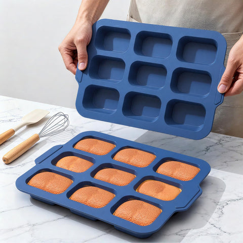 Vnray silicone mini loaf pans 9-cavity set with metal frame for stable baking