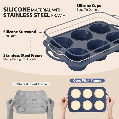 Vnray silicone muffin pan nonstick surface for quick cake release.