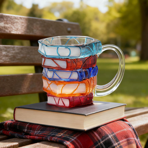 VNROSE decorative book mug suited for desk or shelf display.