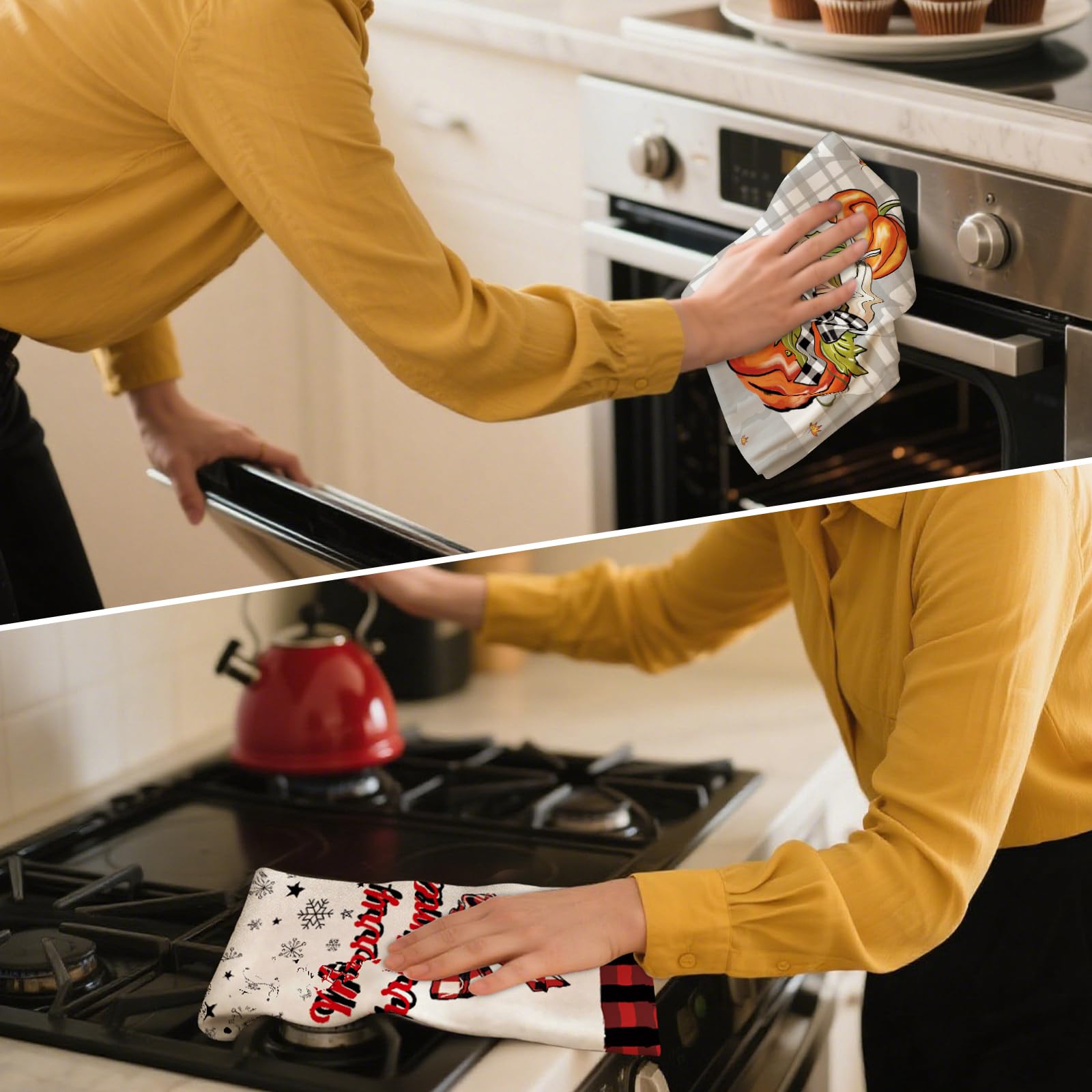 Voajocc decorative kitchen towels help decorate kitchens and offer practical drying.