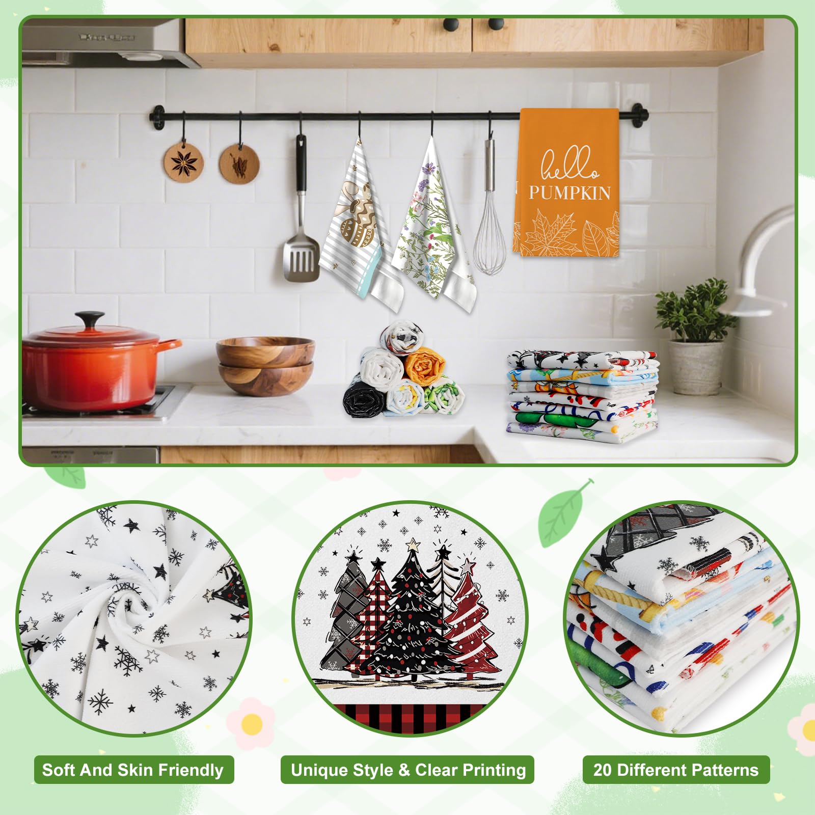 Voajocc Halloween towel pattern adds playful flair and quick countertop cleanups.