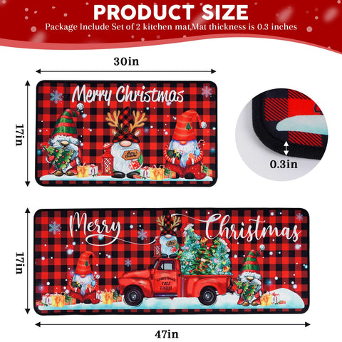 Voanos 17x30 stove-area mat with gnome-truck motif reduces mess near the stove
