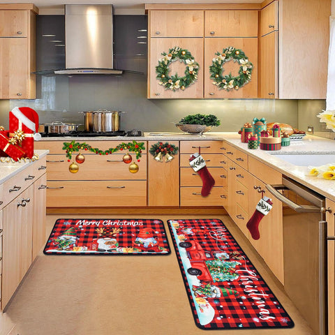 Voanos 17x47 entryway mat showcases buffalo plaid and dirt-catching design