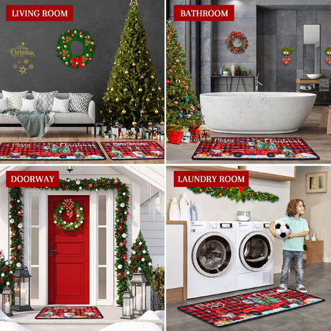 Voanos buffalo-plaid pattern mat emphasizes seasonal style and durability