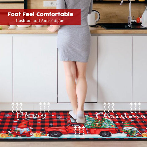 Voanos gnome-truck motif rug adds whimsy while protecting floors from spills