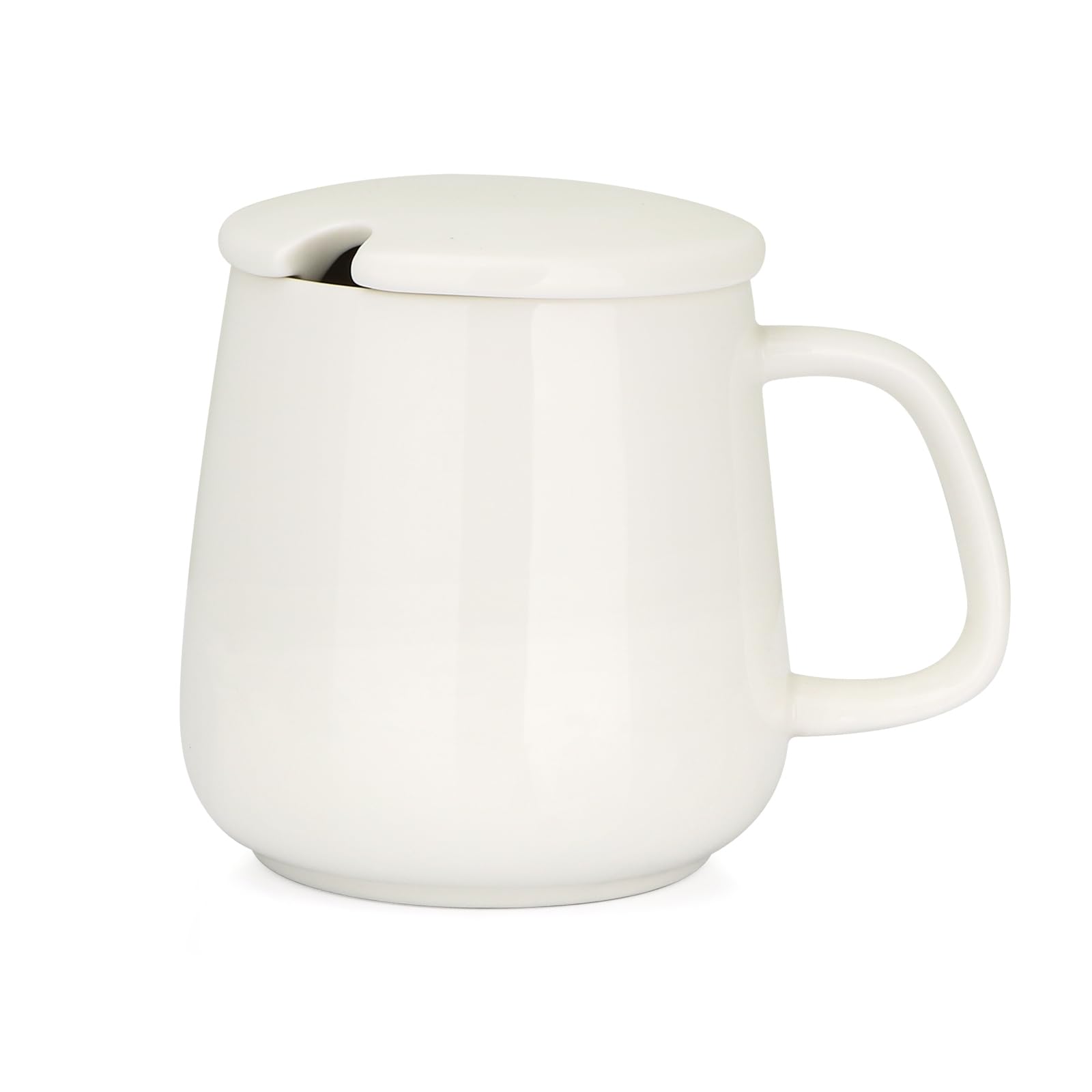 VOBAGA 15oz ceramic mug with lid and flat bottom for steady heat retention.