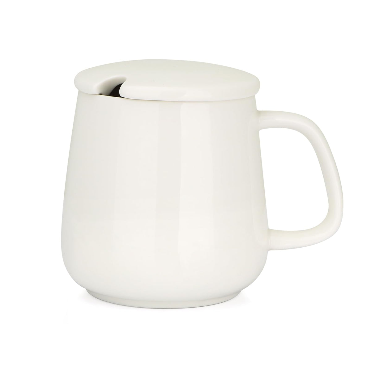VOBAGA 15oz ceramic mug with lid and flat bottom for steady heat retention.