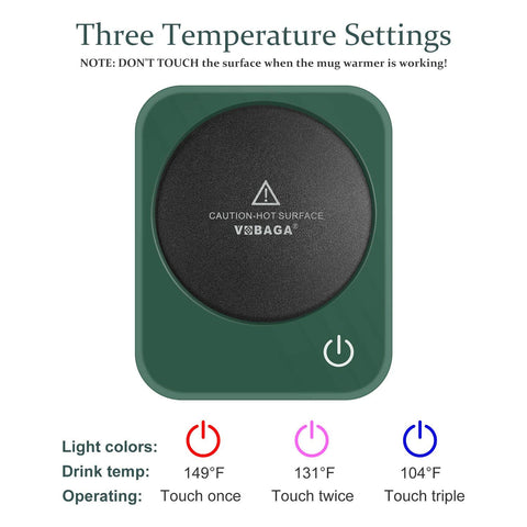 VOBAGA coffee mug warmer auto shut-off ensures safe use.