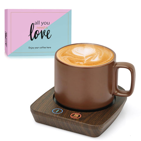 VOBAGA coffee mug warmer set with 11oz mug keeps beverages warm all day.