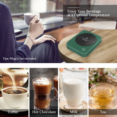 VOBAGA splash-proof plate protects surfaces while warming your drink.