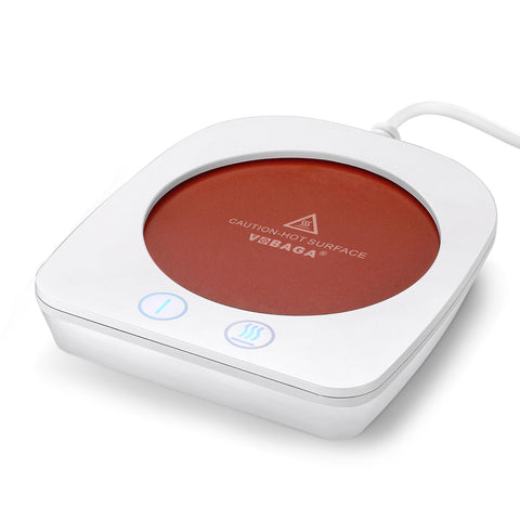 VOBAGA Coffee Warmer front view shows compact design and convenient controls for desk use.