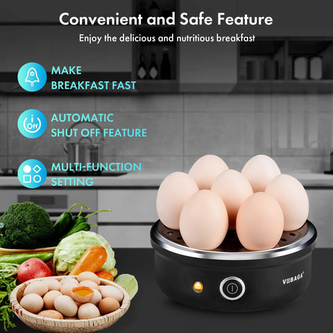 VOBAGA Egg Cooker with seven-egg capacity for family use and batch meals.