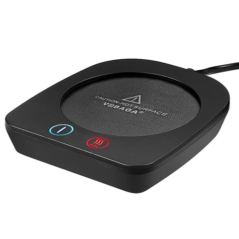 VOBAGA mug warmer on a desk keeps your drink warm during work.