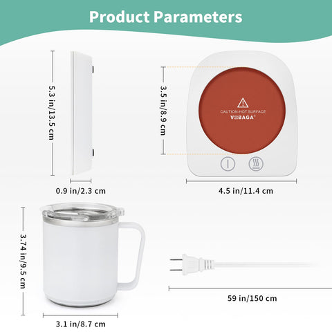 VOBAGA Mug Warmer offers three temperature settings: 104℉, 131℉, and 149℉