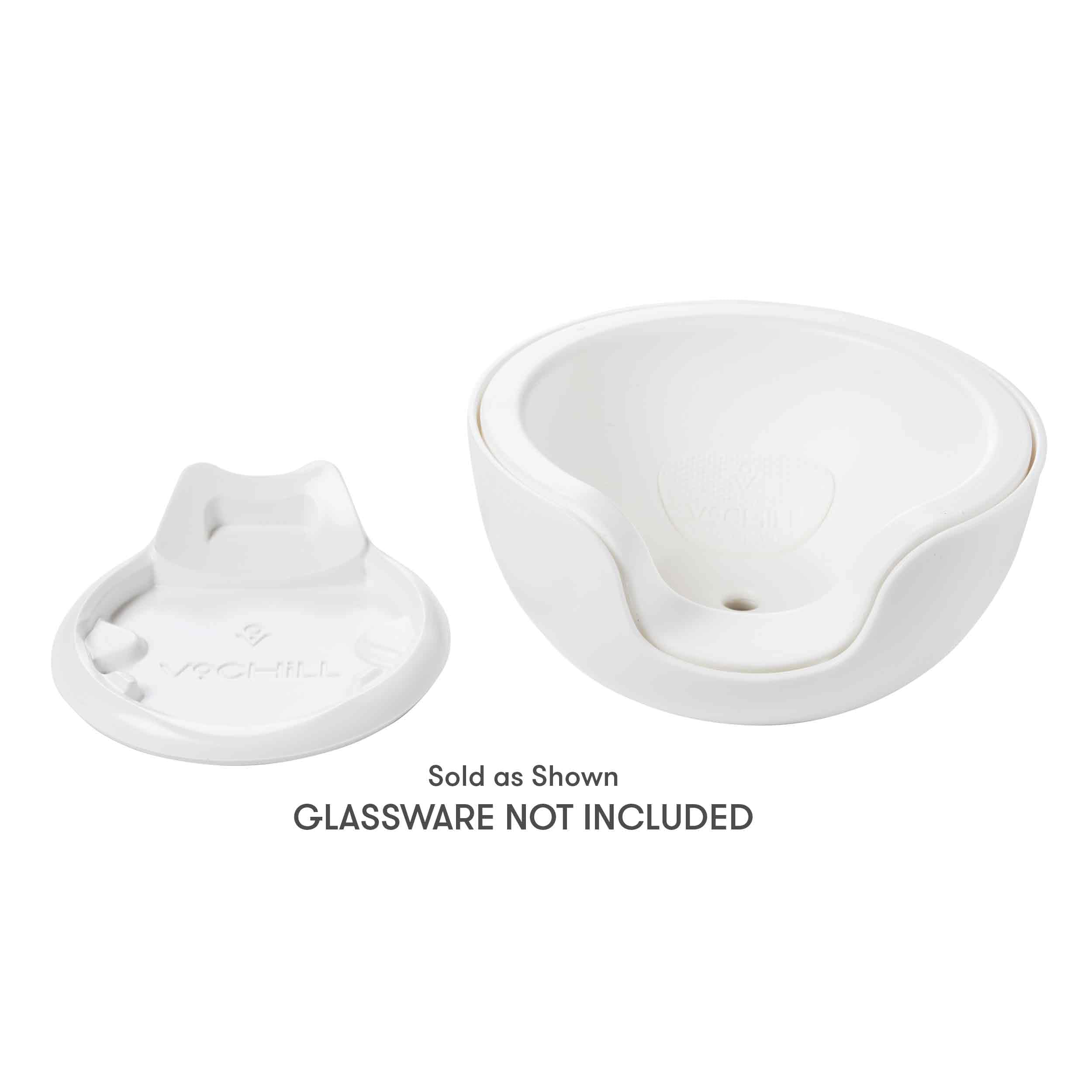 VoChill fits a wide range of stemless glasses for versatility.