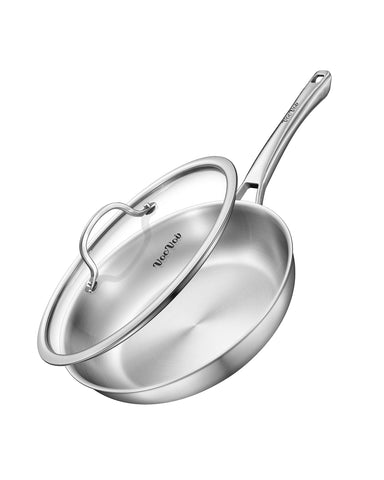 VocVoi 12-inch tri-ply frying pan with lid for even searing and convenient cooking