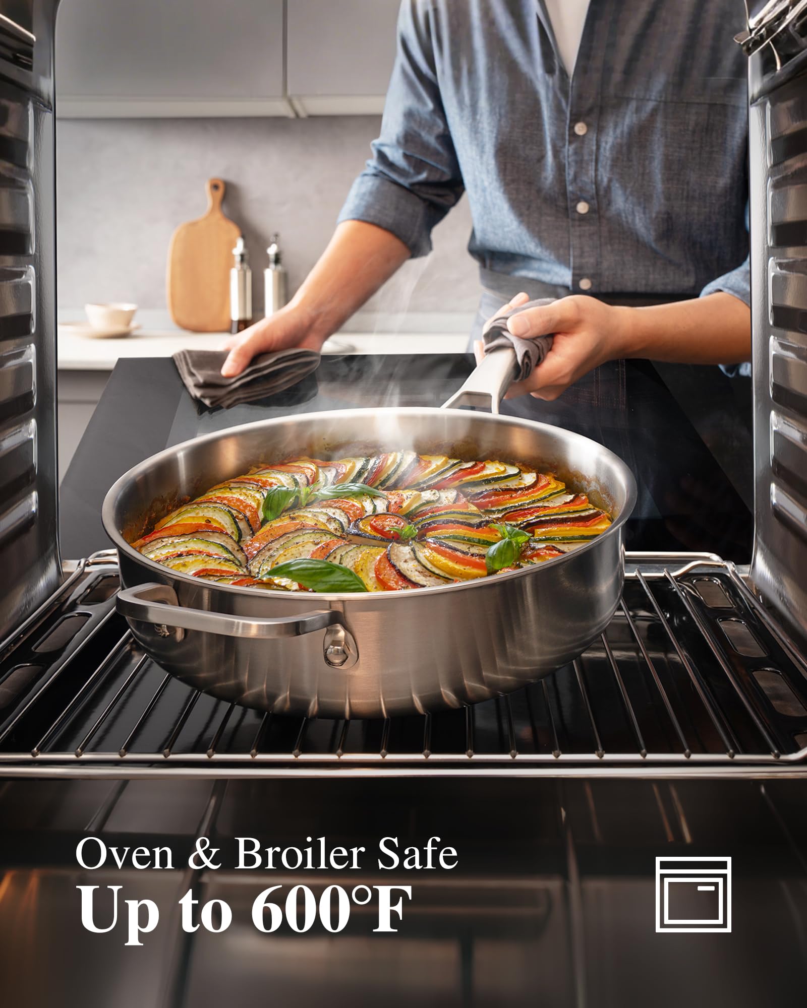 VocVoi 3.6-quart sauté pan with lid suitable for sautéing and braising