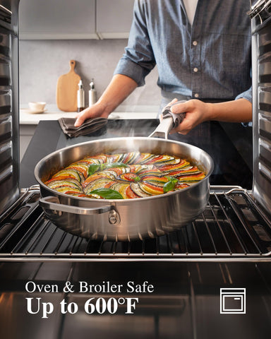 VocVoi 3.6-quart sauté pan with lid suitable for sautéing and braising