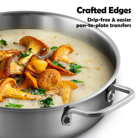 VocVoi dishwasher-safe and oven-safe saute pan for flexible cleanup and finishing dishes.