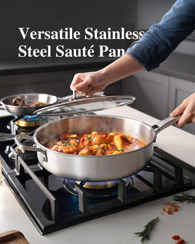 VocVoi 12.5-inch stainless steel pan showcases premium build and quick heat distribution.