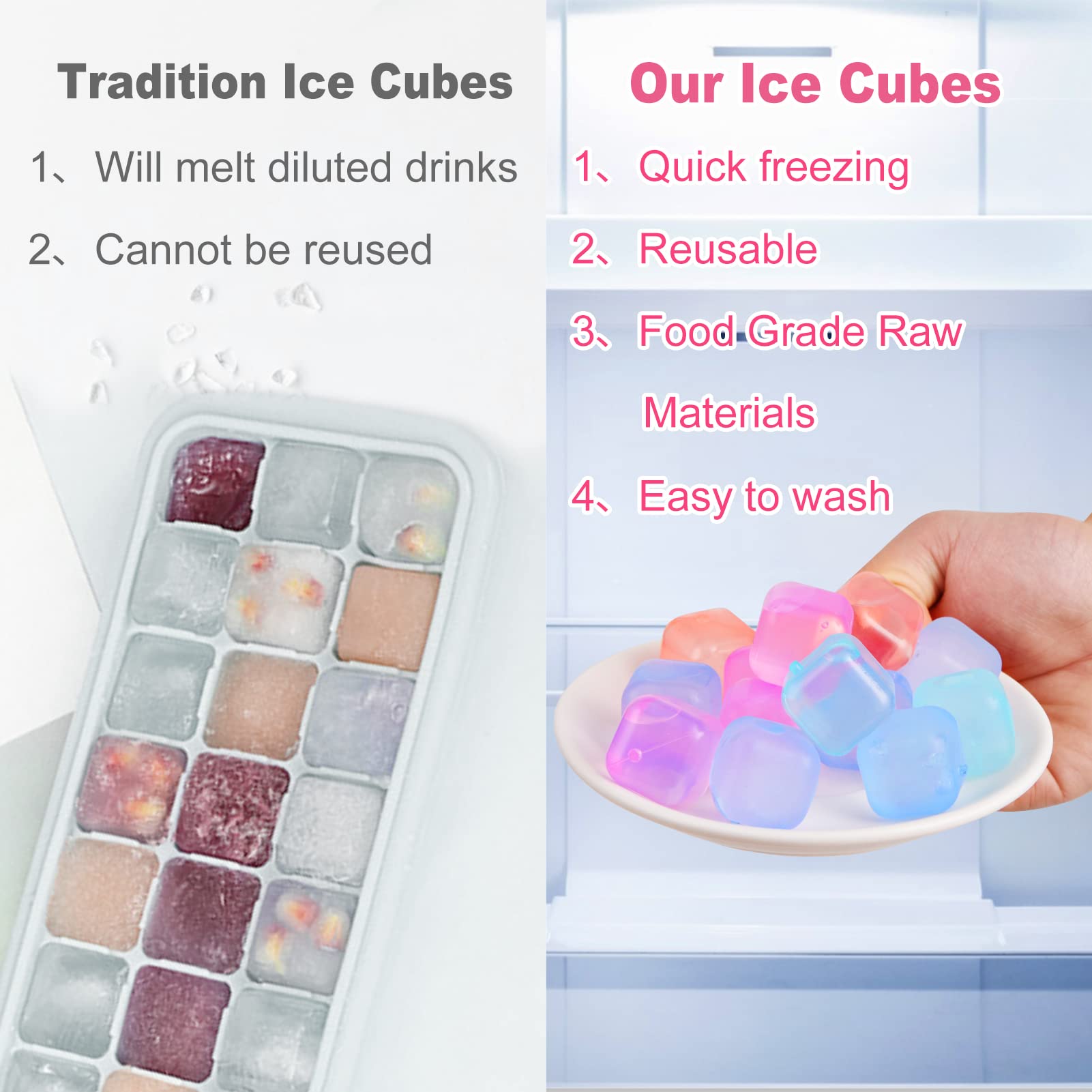 VOGVOG BPA-free reusable ice cubes, safe for repeated use in any drink.