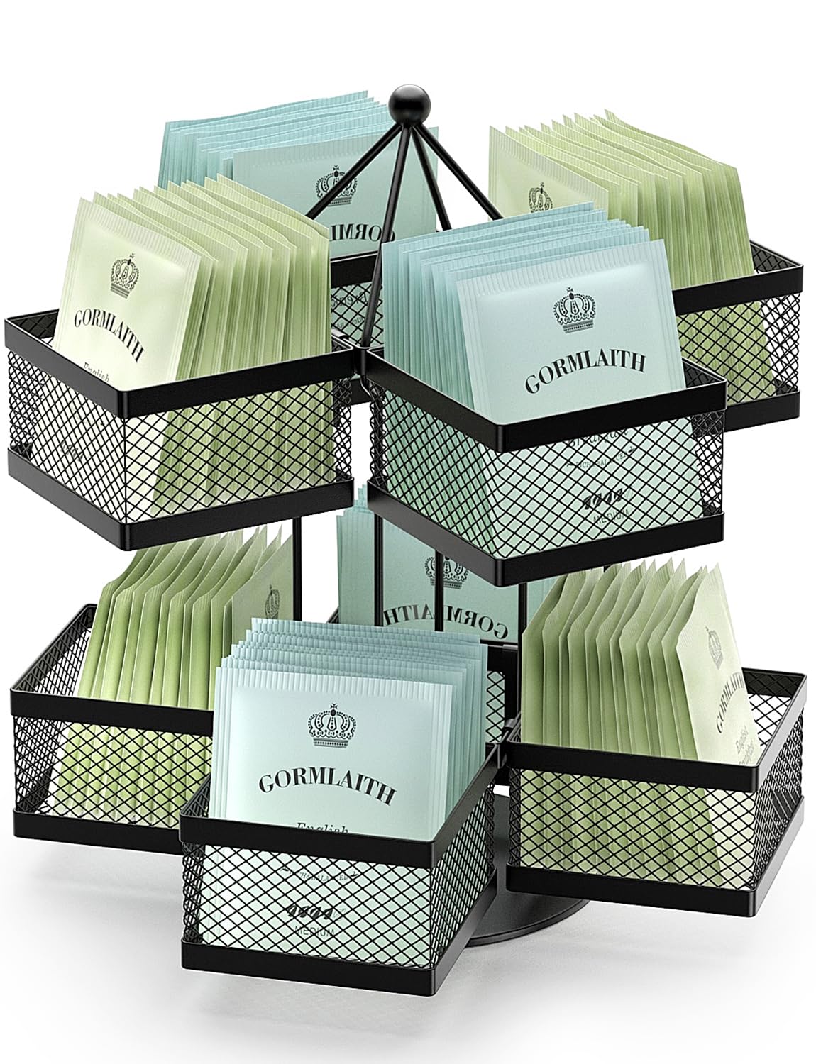 VOGWOLTH tea bag carousel top view shows organized varieties at a glance