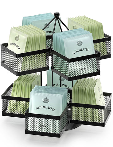 VOGWOLTH tea bag carousel top view shows organized varieties at a glance