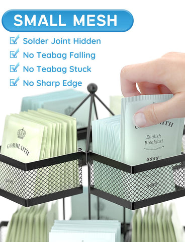 VOGWOLTH tea bag storage organizer highlights compact 96-bag capacity