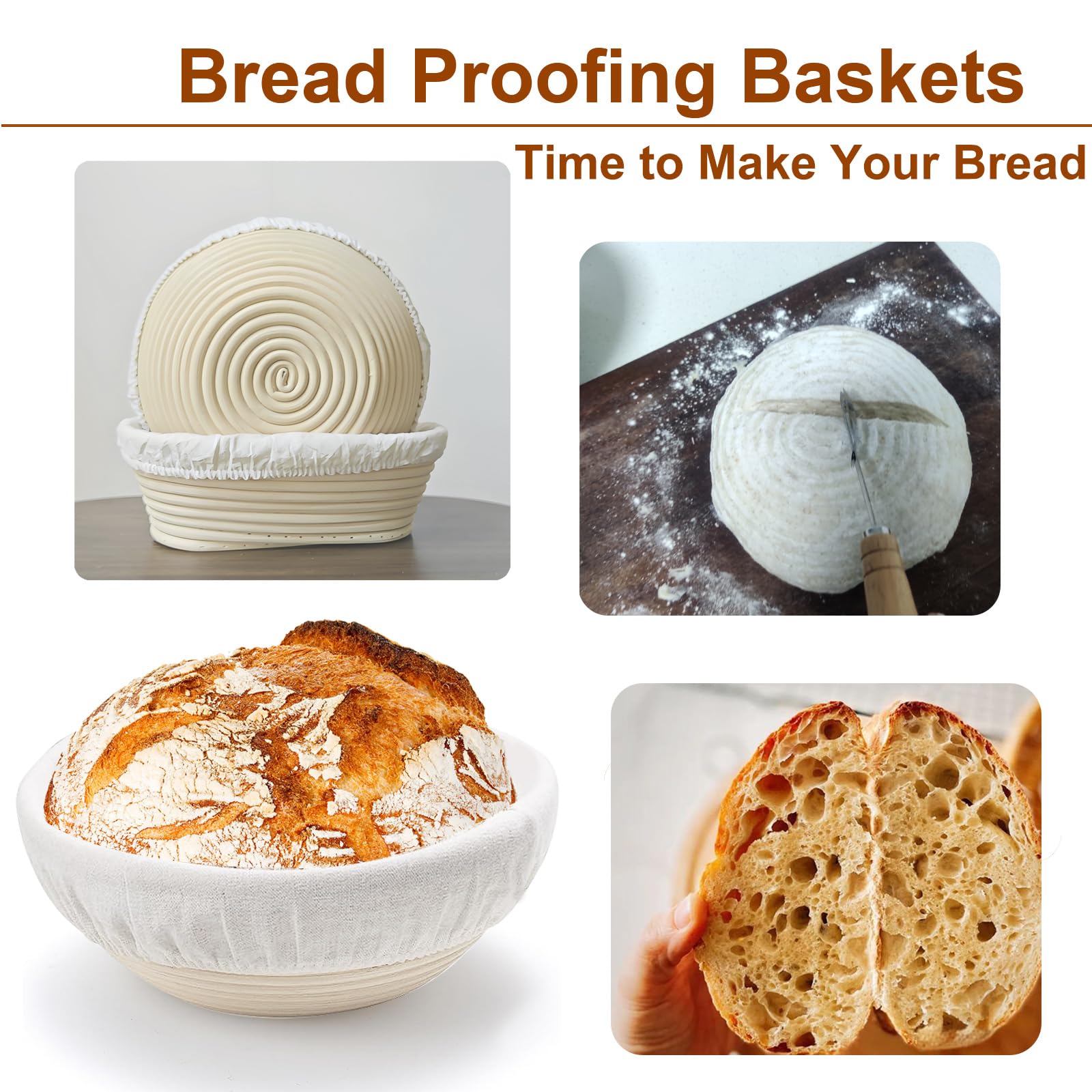 Vohorit round proofing basket with linen liner for even dough shaping.