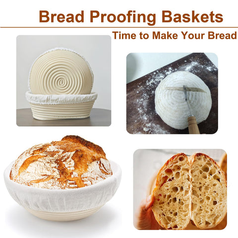 Vohorit round proofing basket with linen liner for even dough shaping.