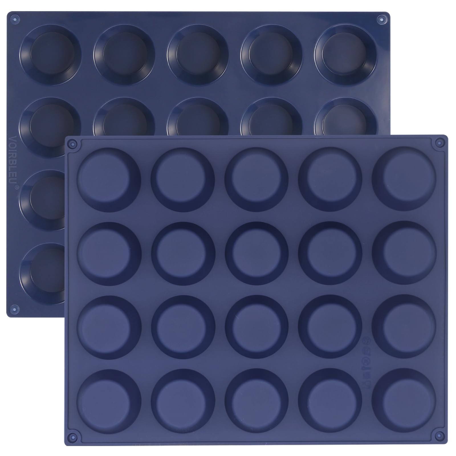 VOIRBLEU silicone tart mold with 20 wells for even baking and easy release.