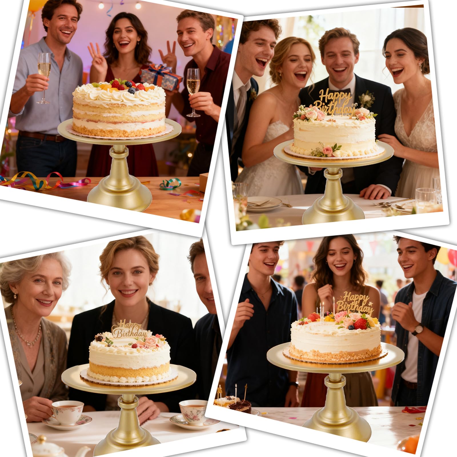 Voittoze dessert stand display versatile for cupcakes, pies, and assorted sweets.