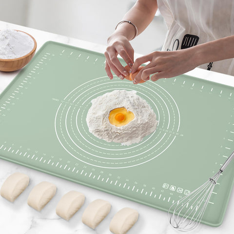 Volikos silicone baking mat 28x20 flat surface for smooth rolling and easy dough release.