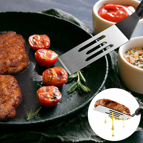 Volikos spatula thin edge design scrapes under cookies and pans.