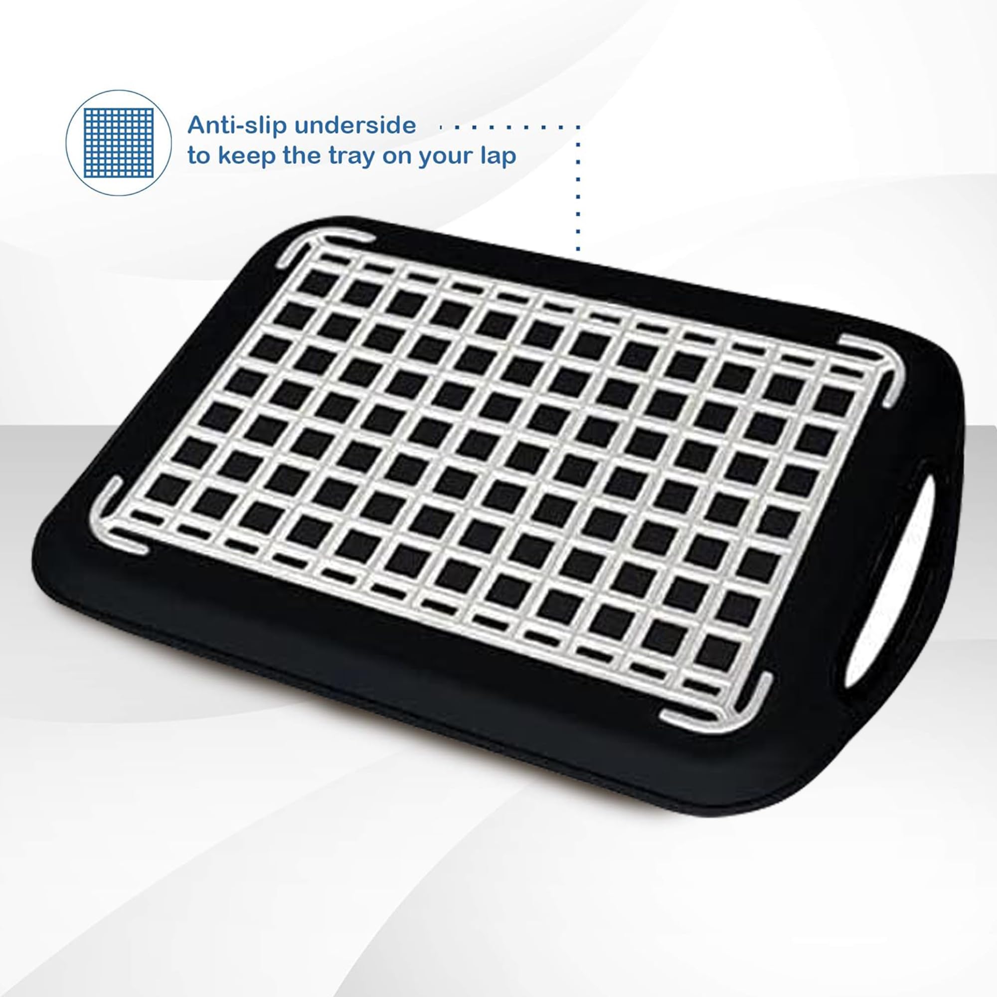 Volila couch-dining tray set enables convenient meals while watching TV.