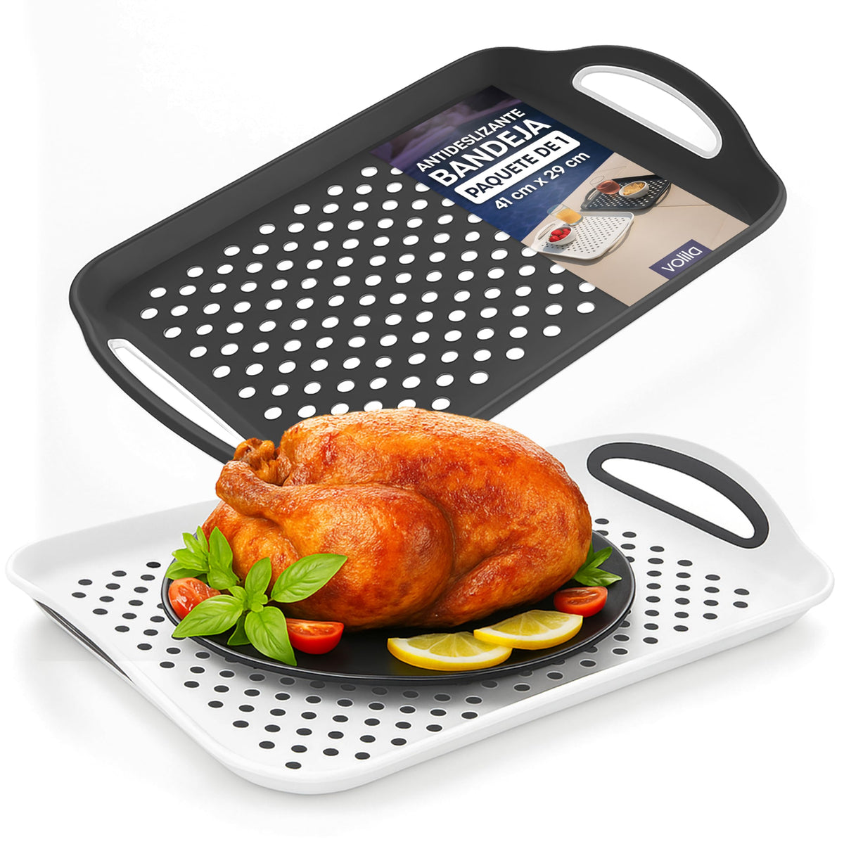 Volila food trays on couch offer convenient snacking and meals