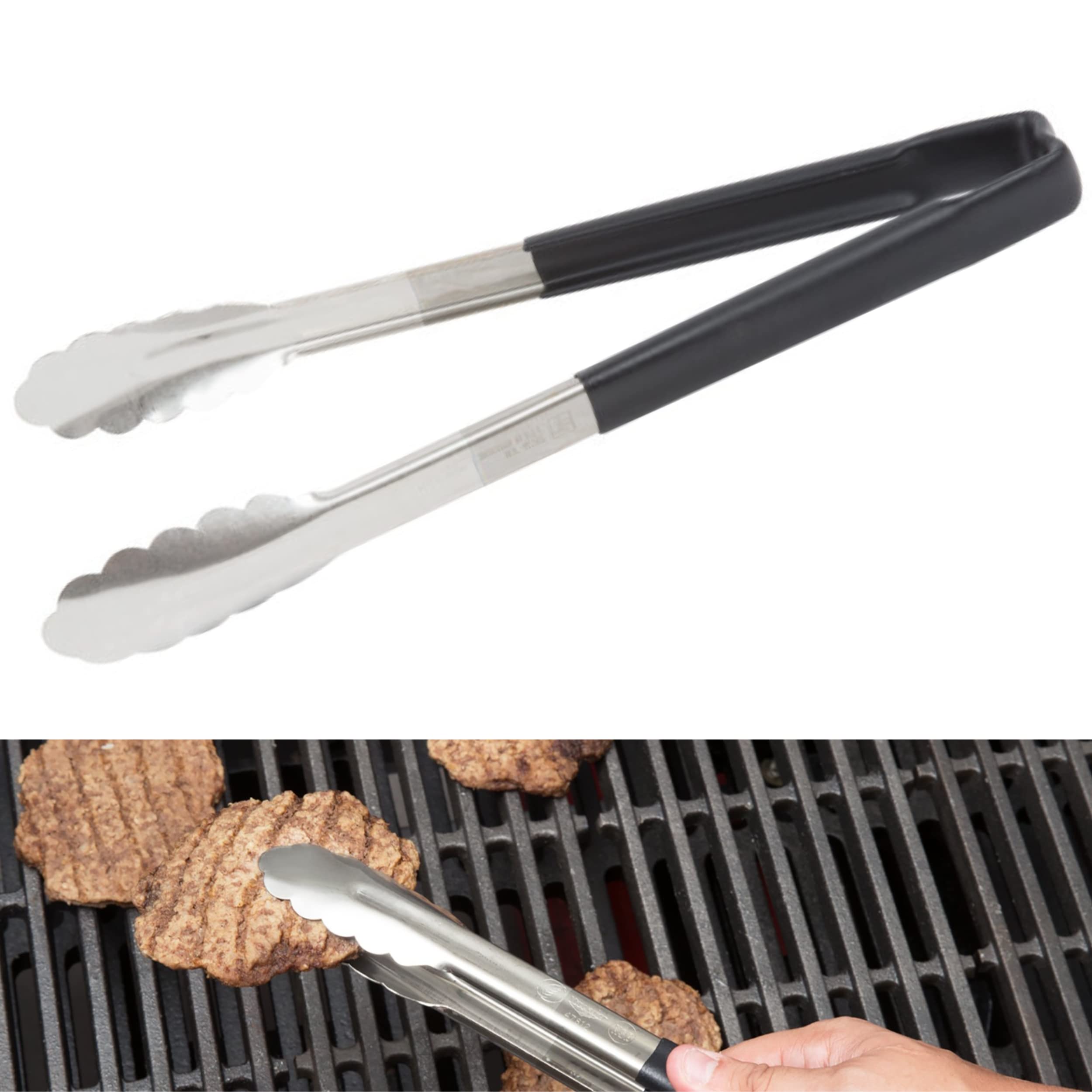 Vollrath 12-Inch Tong with ergonomic black handle highlighting cool-touch grip