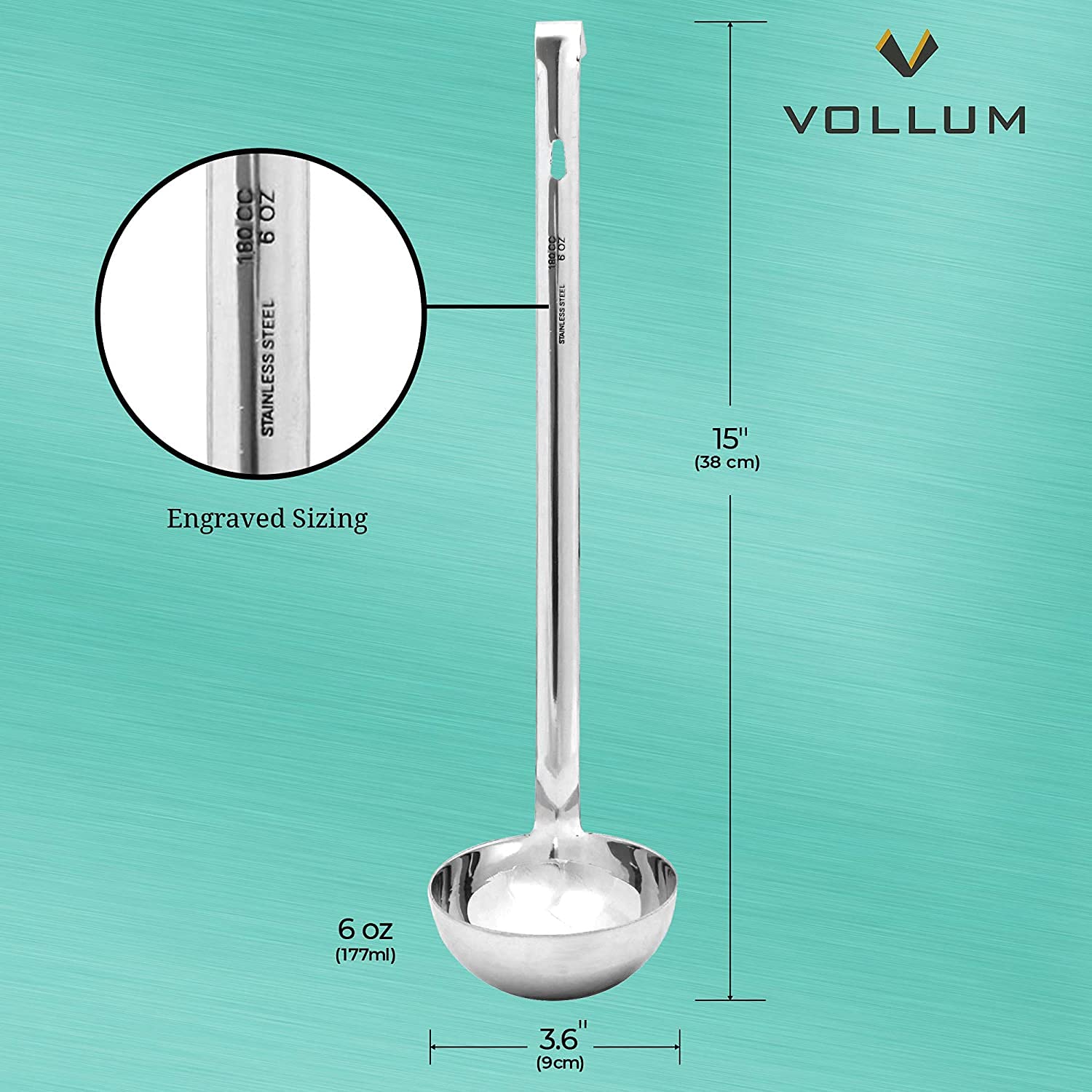 Vollum 1-Piece Ladle designed for commercial heavy-duty use in busy kitchens.