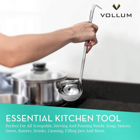 Vollum 1-Piece Ladle's dent-resistant bowl maintains shape through repeated scooping.