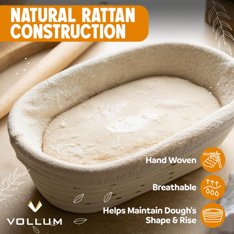 Vollum Banneton basket dough rise helps uniform shapes and airy interiors