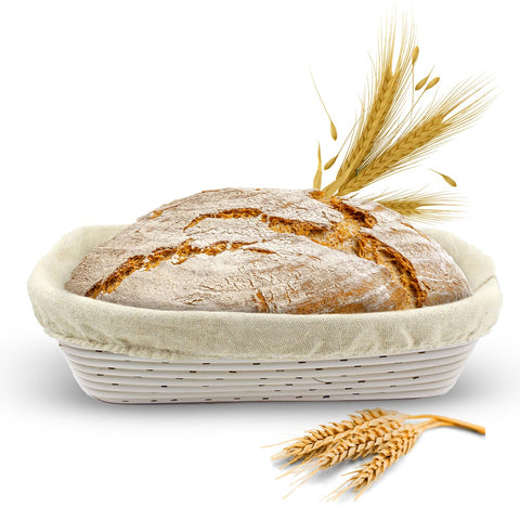 Vollum Banneton basket rectangular front view for even proofing and crusty loaves