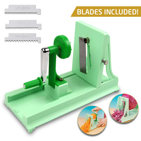 Vollum spiralizer blades close-up showing stainless steel edges for precise slicing.