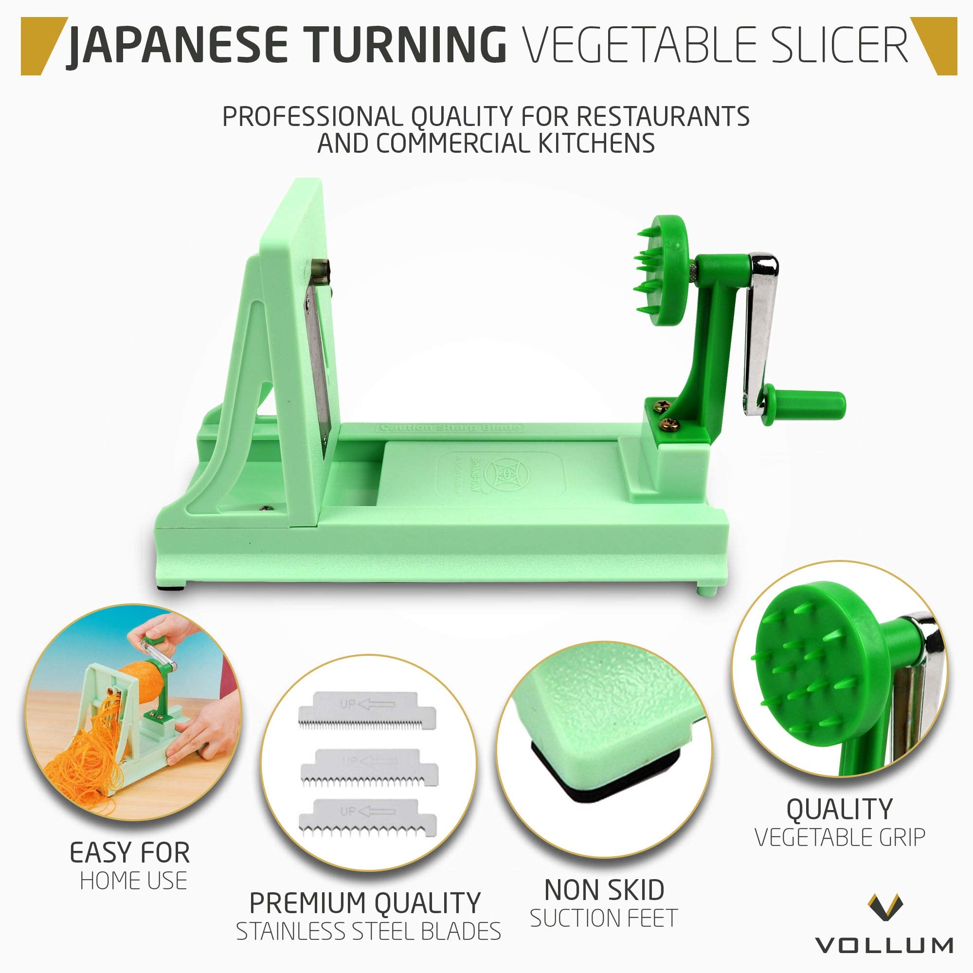 Vollum zucchini noodles being spiralized for quick healthy meals.