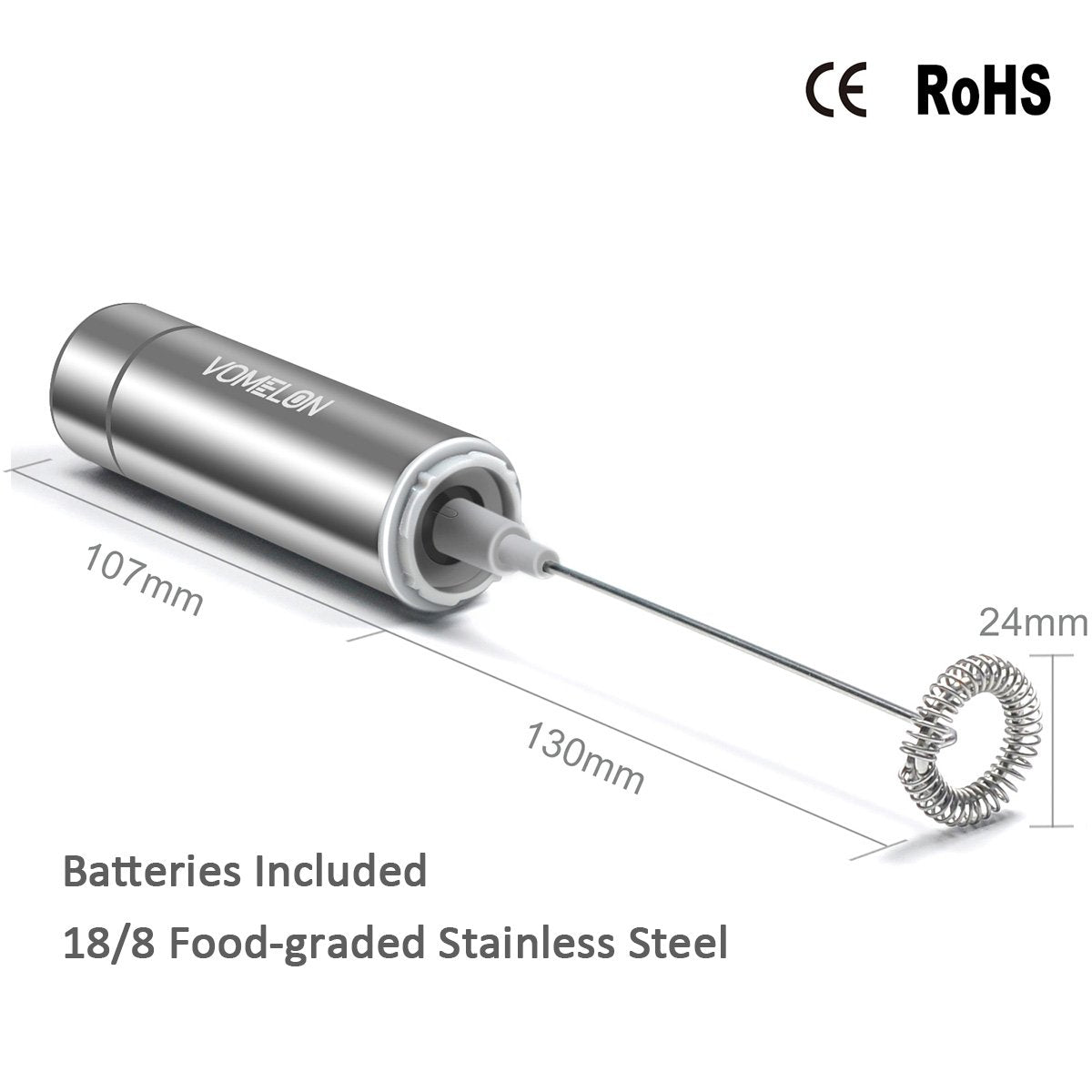 VOMELON batteries-included powering quick frothing anywhere