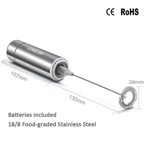 VOMELON batteries-included powering quick frothing anywhere